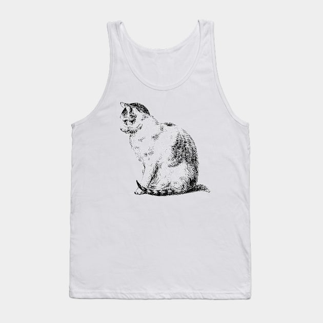 Sitting Cat Tank Top by Allbestshirts